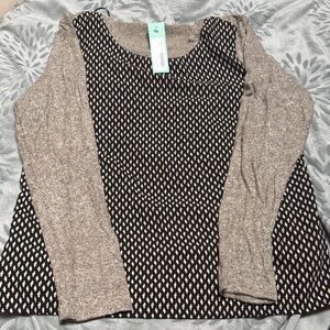 Le Lis Black and Tan/Grey Patterned Top